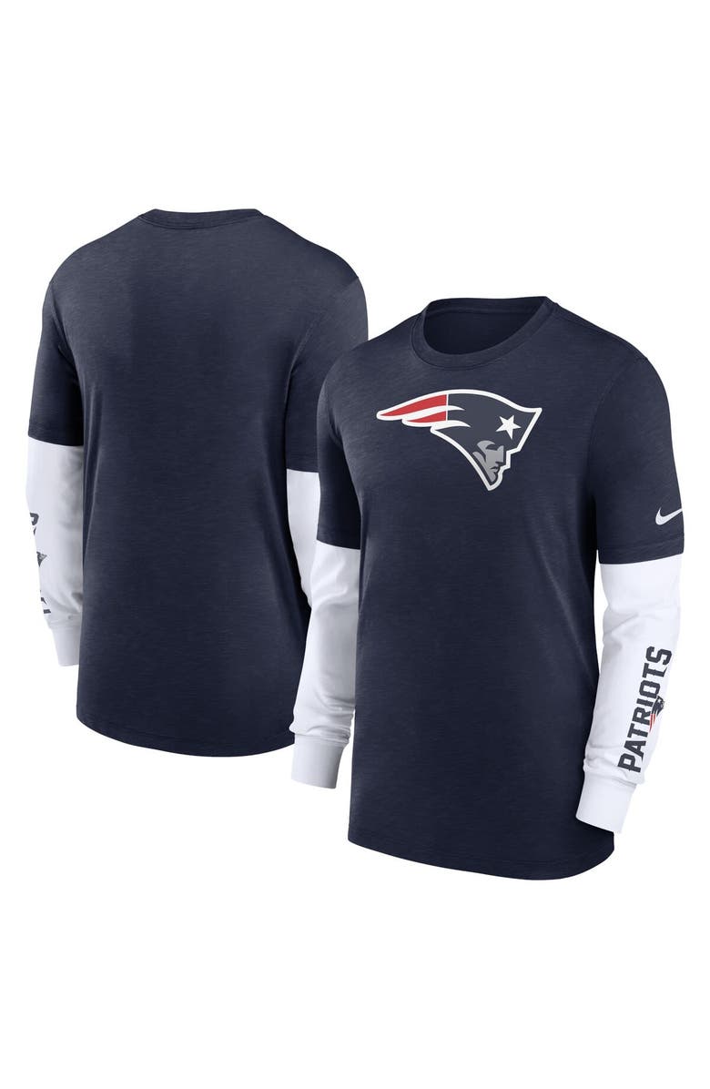 Nike Men's Nike Heather Navy New England Patriots Slub Fashion Long Sleeve T-Shirt, Main, color, 