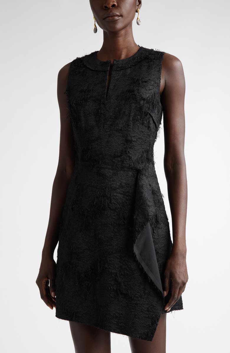 Jason Wu Collection Asymmetric Frayed Jacquard Minidress, Alternate, color, Black