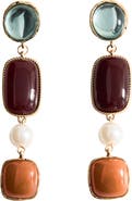 MANGO Resin & Imitation Pearl Tiered Long Earrings