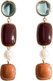 MANGO Resin & Imitation Pearl Tiered Long Earrings