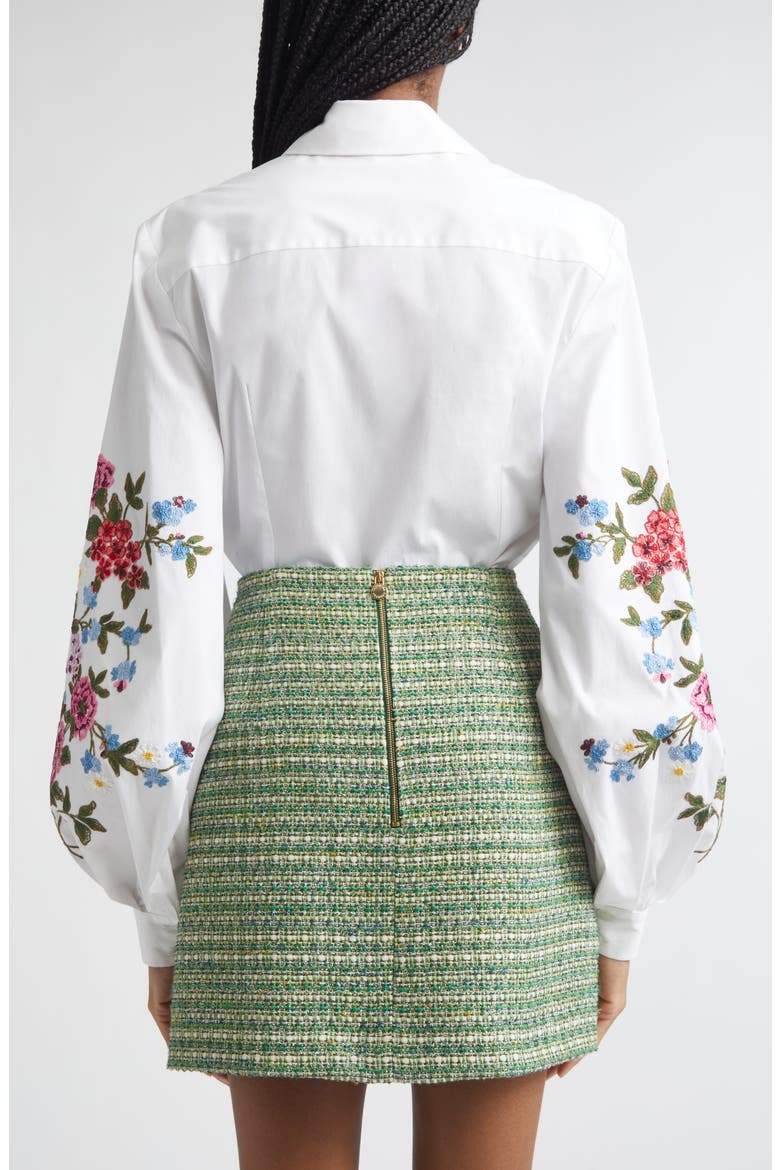 Embroidered Stretch Cotton Button-Up Shirt, Alternate, color, WHITE