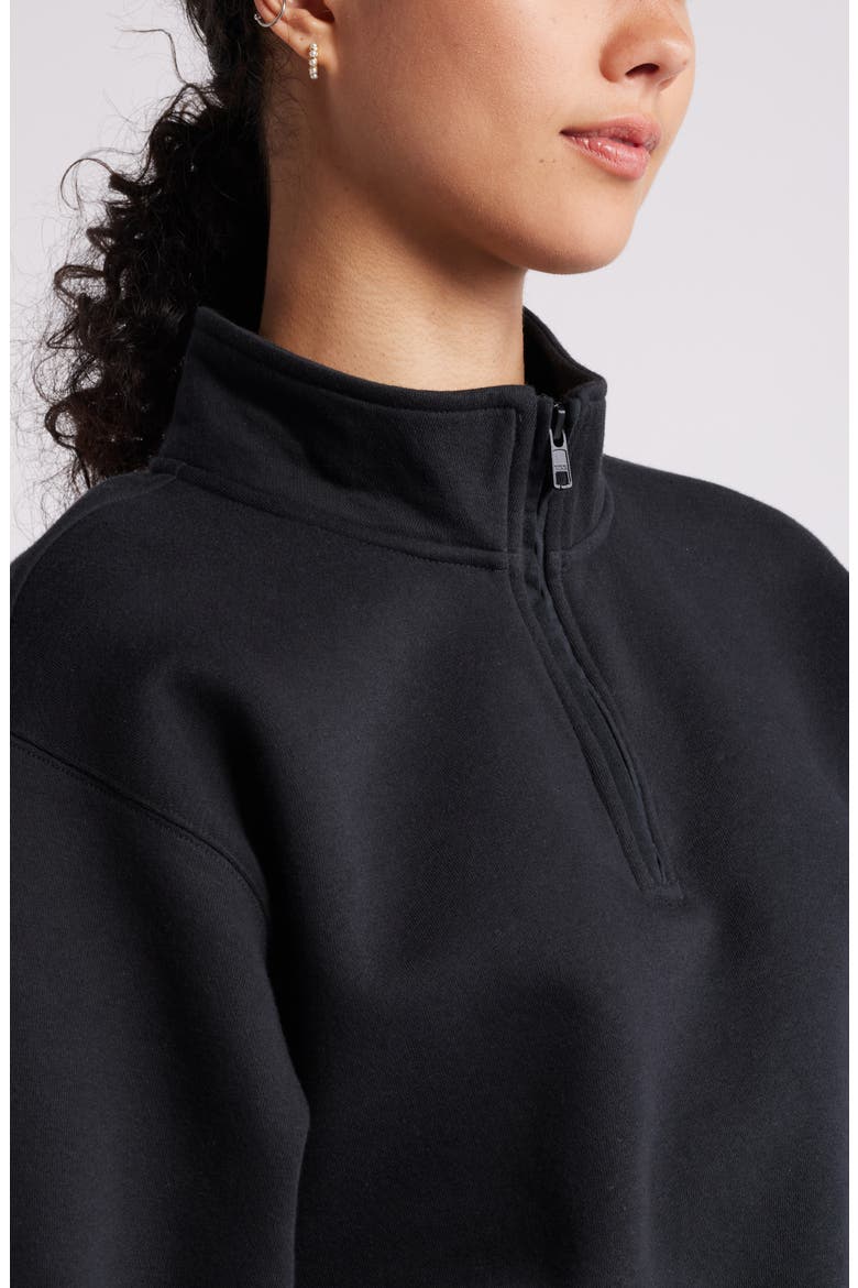 Quarter Zip Fleece Detail Sweatshirt, Alternate, color, BLACK JET
