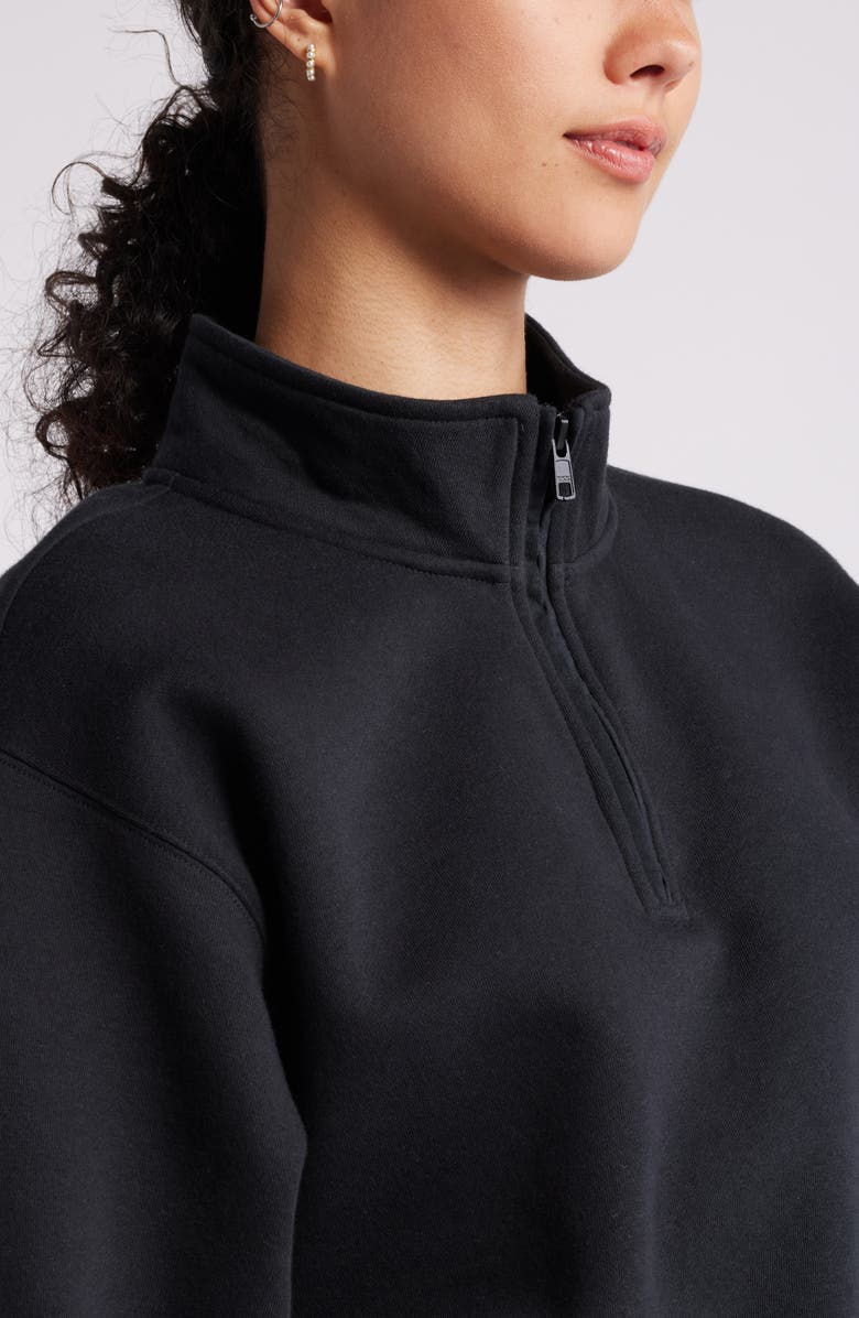 BP. Quarter Zip Fleece Detail Sweatshirt, Alternate, color, Black Jet