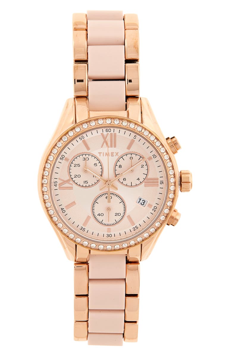 Timex<sup>®</sup> Chronograph Stainless Steel Bracelet Watch, 38mm, Main, color, Two Tone Gold