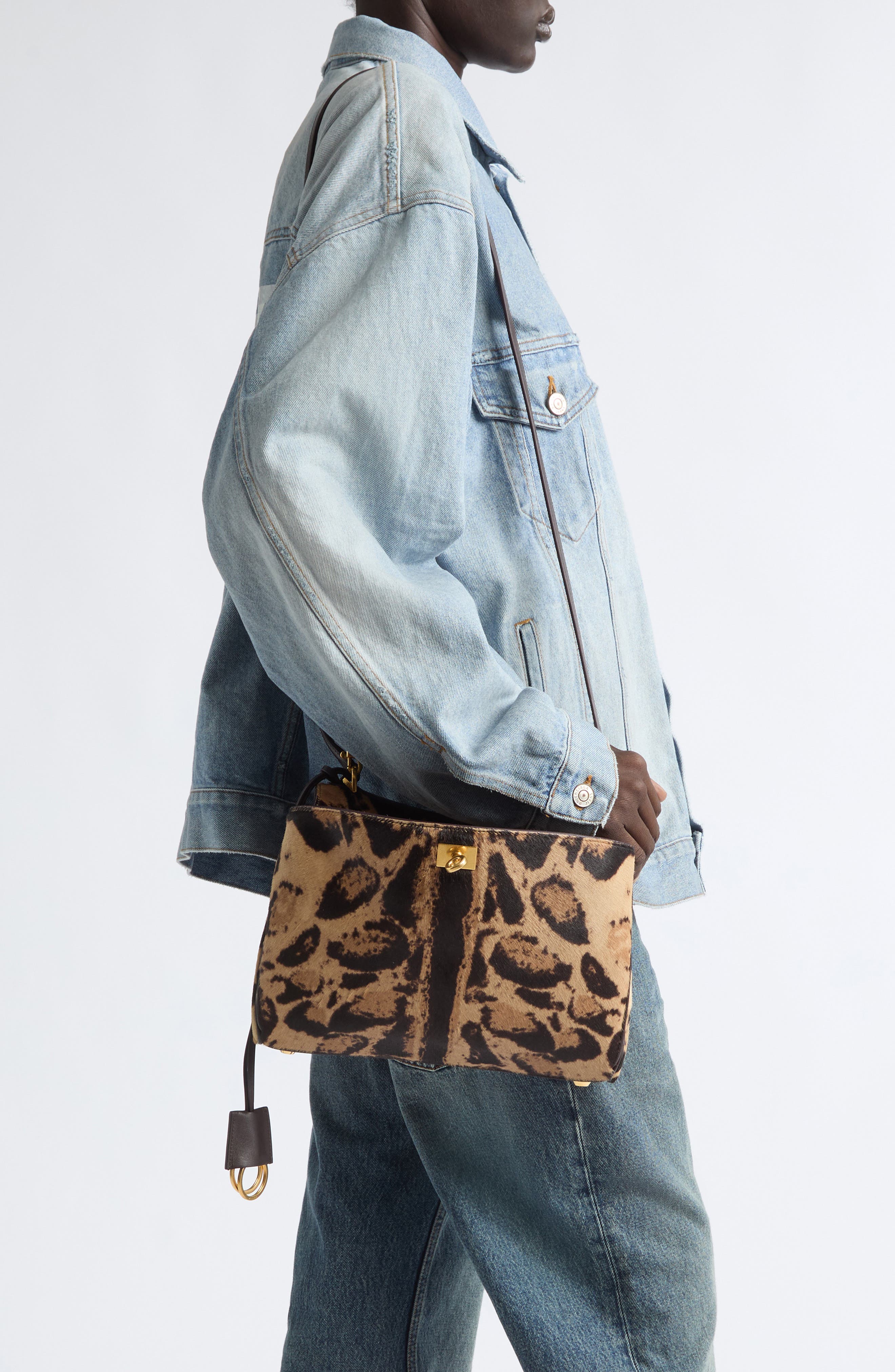 Small Rodeo Genuine Calf Hair Top Handle Bag, Alternate, color, 9220 NATURAL/ MOKA
