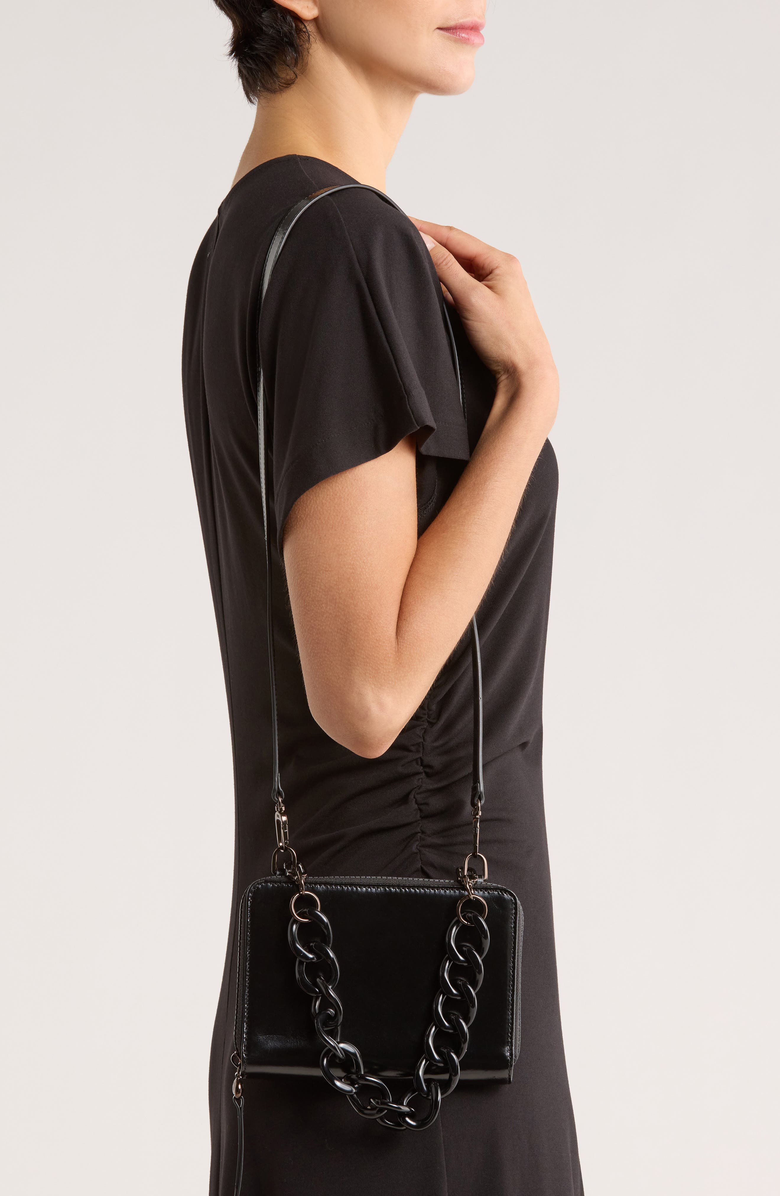 HOBO Dixon Zip Shoulder Bag, Alternate, color, Black