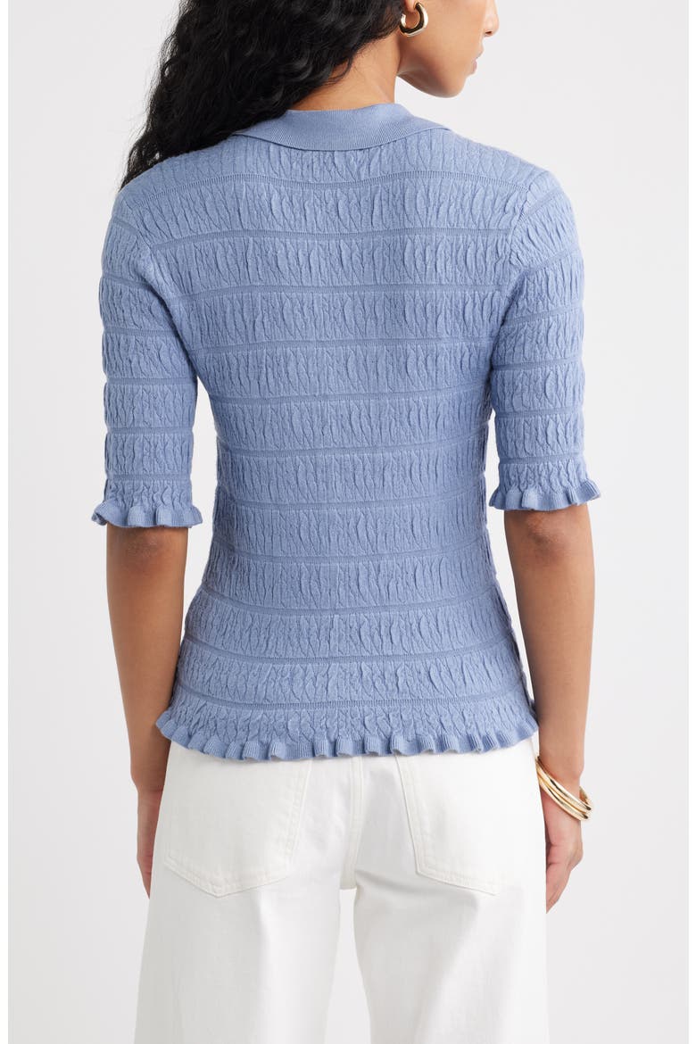 Textured Short Sleeve Cardigan, Alternate, color, BLUE UMBRA