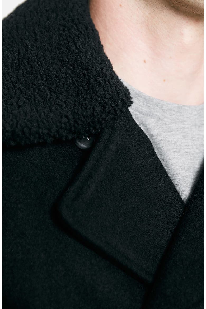 Peacoat with Removable Faux Fur Collar, Alternate, color, BLACK