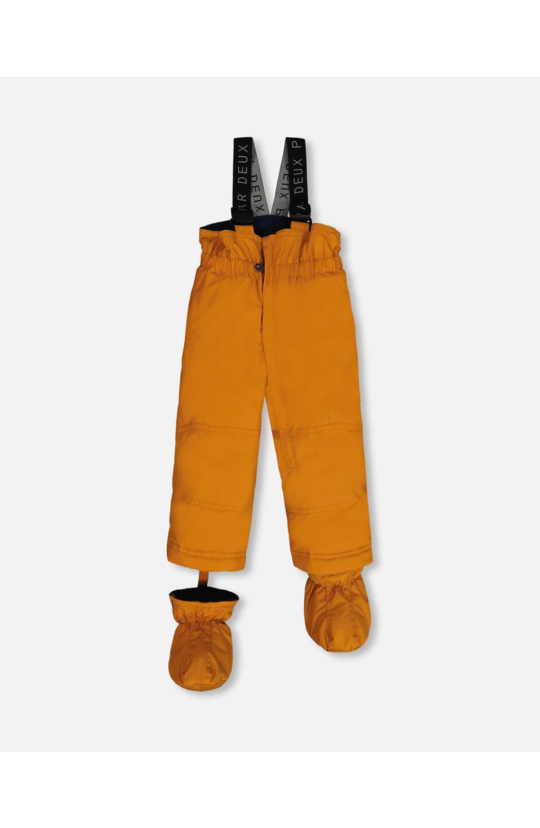 Deux par Deux Baby Boy's Two Piece Baby Snowsuit Ochre And Navy Printed Mountains Animals, Alternate, color, 