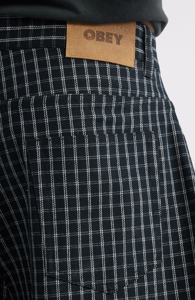 Obey Plaid Baggy Denim Shorts, Alternate, color, Black Multi