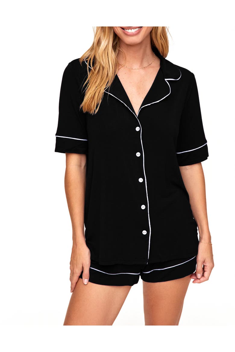 Jane Pajama Shirt & Shorts Set, Main, color, Black