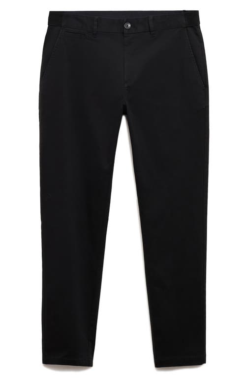 Mango Slim Fit Flat Front Cotton Stretch Twill Chinos In Black