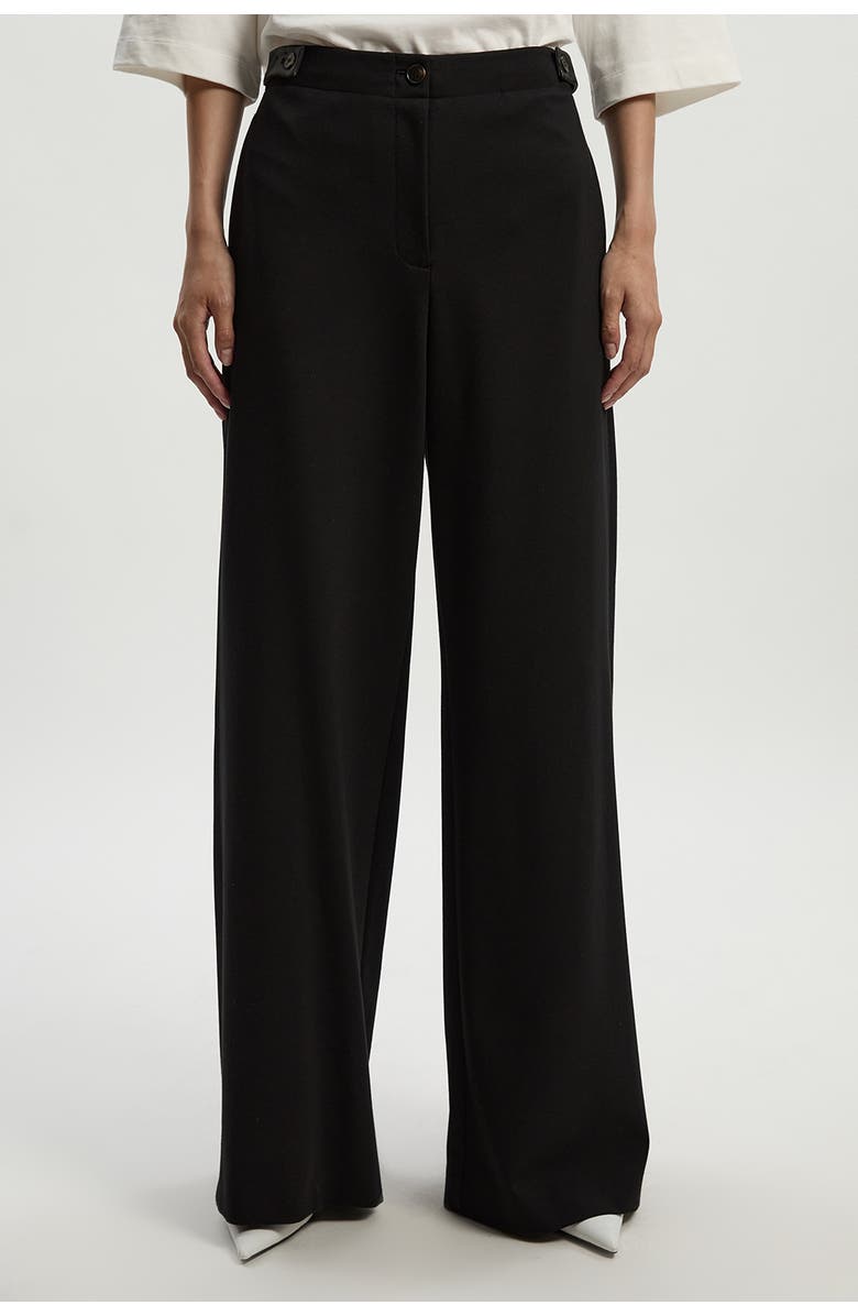 Karen Millen Ponte PU Wide Leg Pants, Main, color, Black