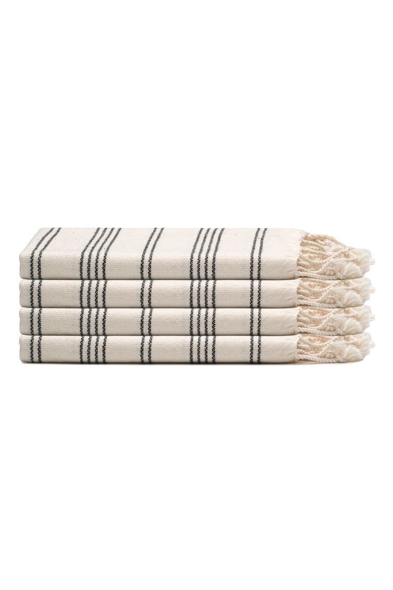 Heritage Stripe Turkish Cotton Hand Towel Bundle, Main, color, Black