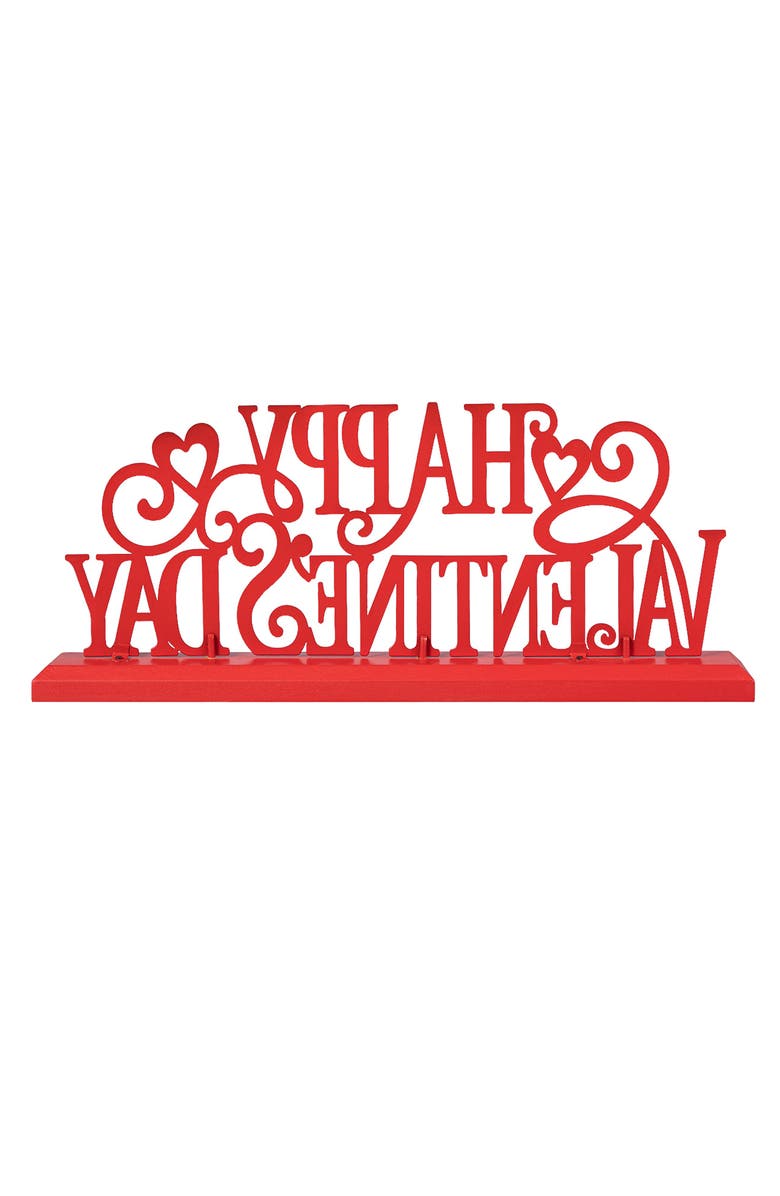 Glitzhome 14.25"L Valentine
s Wooden 
Metal HAPPY VALENTINE
S DAY Table Decor, Alternate, color, Red