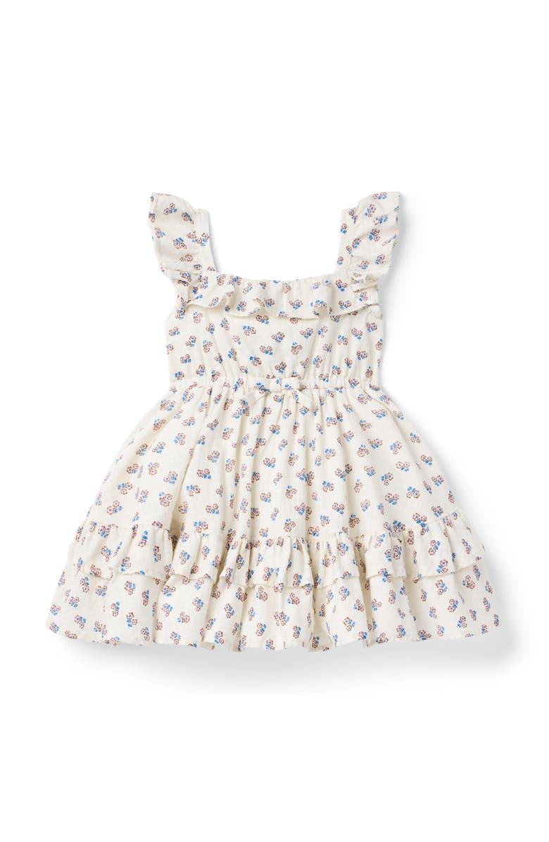 Janie and Jack Ditsy Floral Ruffle Dress, Main, color, Ivory