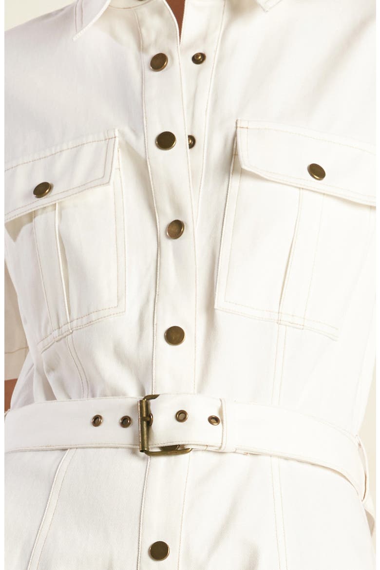 Belted Cotton Denim Midi Shirtdress, Alternate, color, OFF WHITE