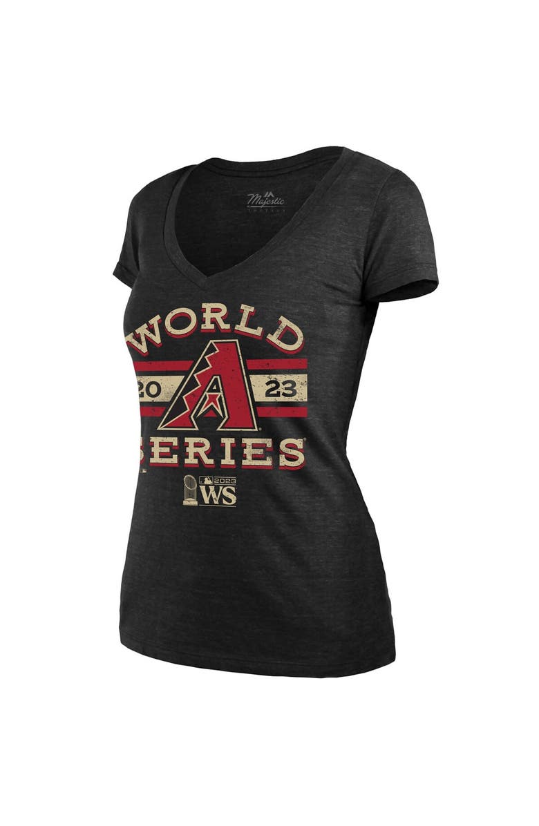 Majestic Threads Women's Majestic Threads  Black Arizona Diamondbacks 2023 World Series Contact Tri-Blend Fitted V-Neck T-Shirt, Alternate, color, 