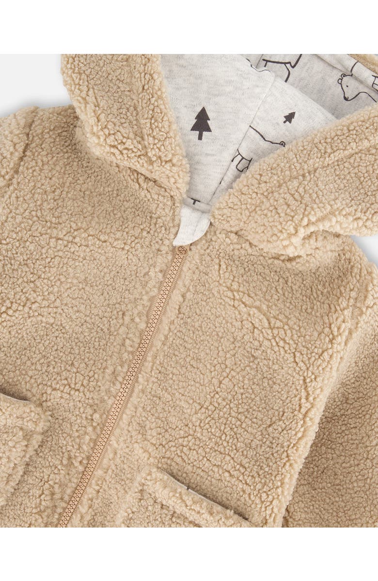 Deux par Deux Baby Boy's Soft Fleece Hooded Zip Jacket Sand, Alternate, color, 