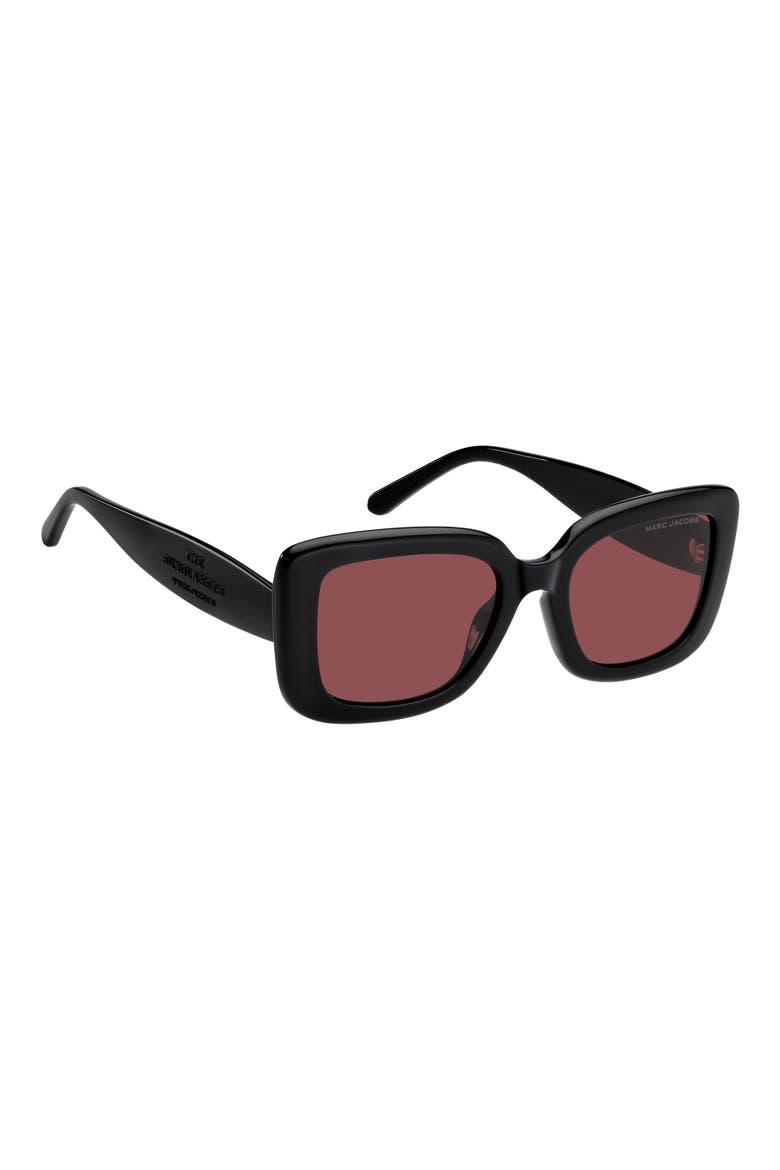 53mm Square Sunglasses, Alternate, color, BLACK/ BURGUNDY