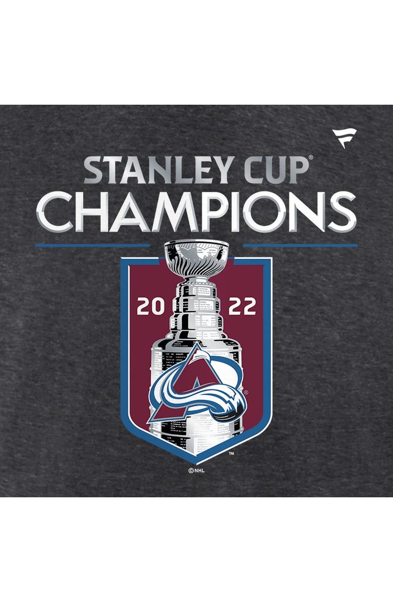 FANATICS Women's Fanatics Branded Heathered Charcoal Colorado Avalanche 2022 Stanley Cup Champions Locker Room V-Neck T-Shirt, Alternate, color,