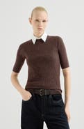 Brunello Cucinelli Sparkling cashmere lightweight rib knit sweater