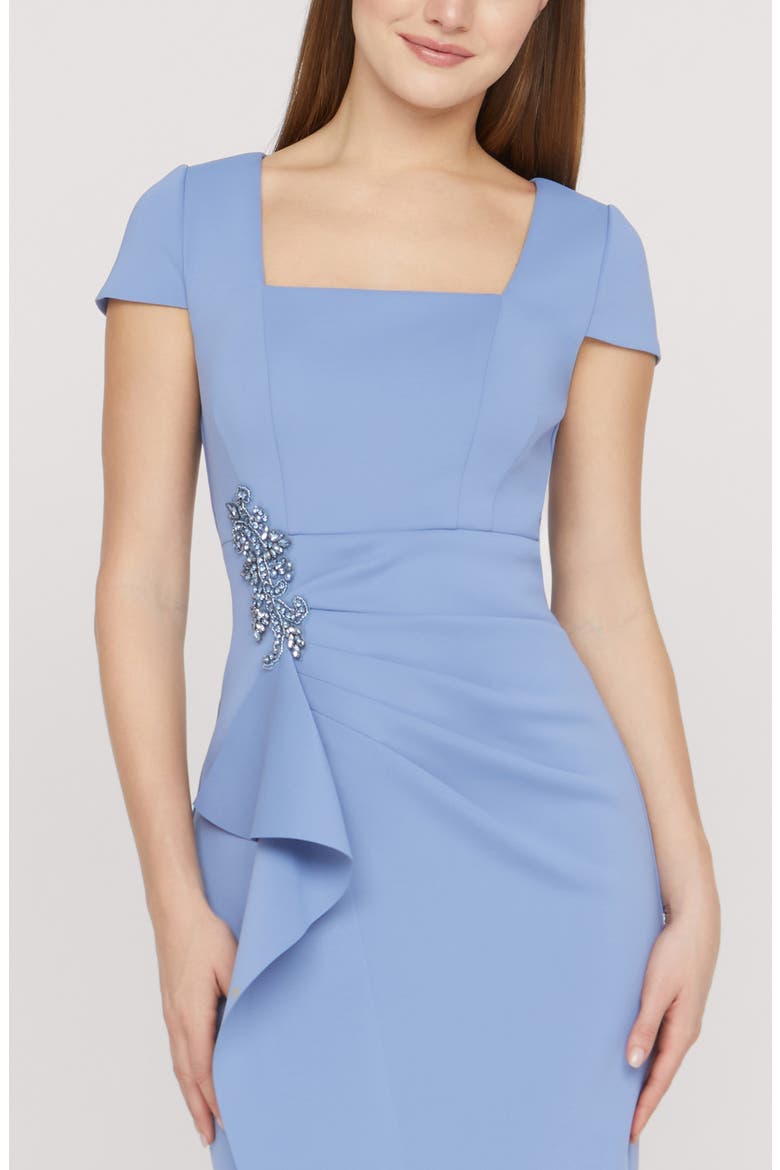 Matilda Bead Detail Cascade Ruffle Gown, Alternate, color, MANOR BLUE