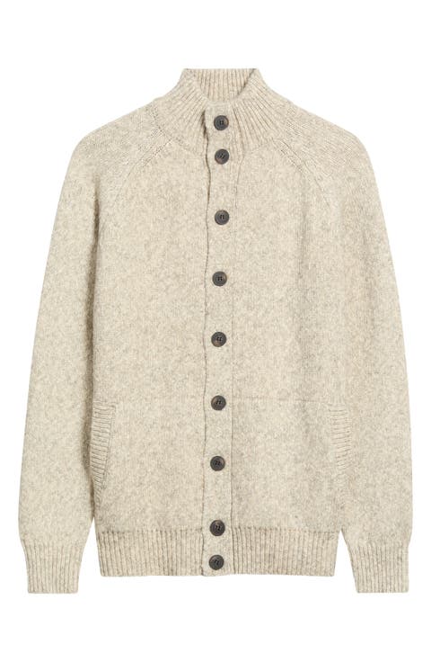 Mock Neck Button Front Cardigan