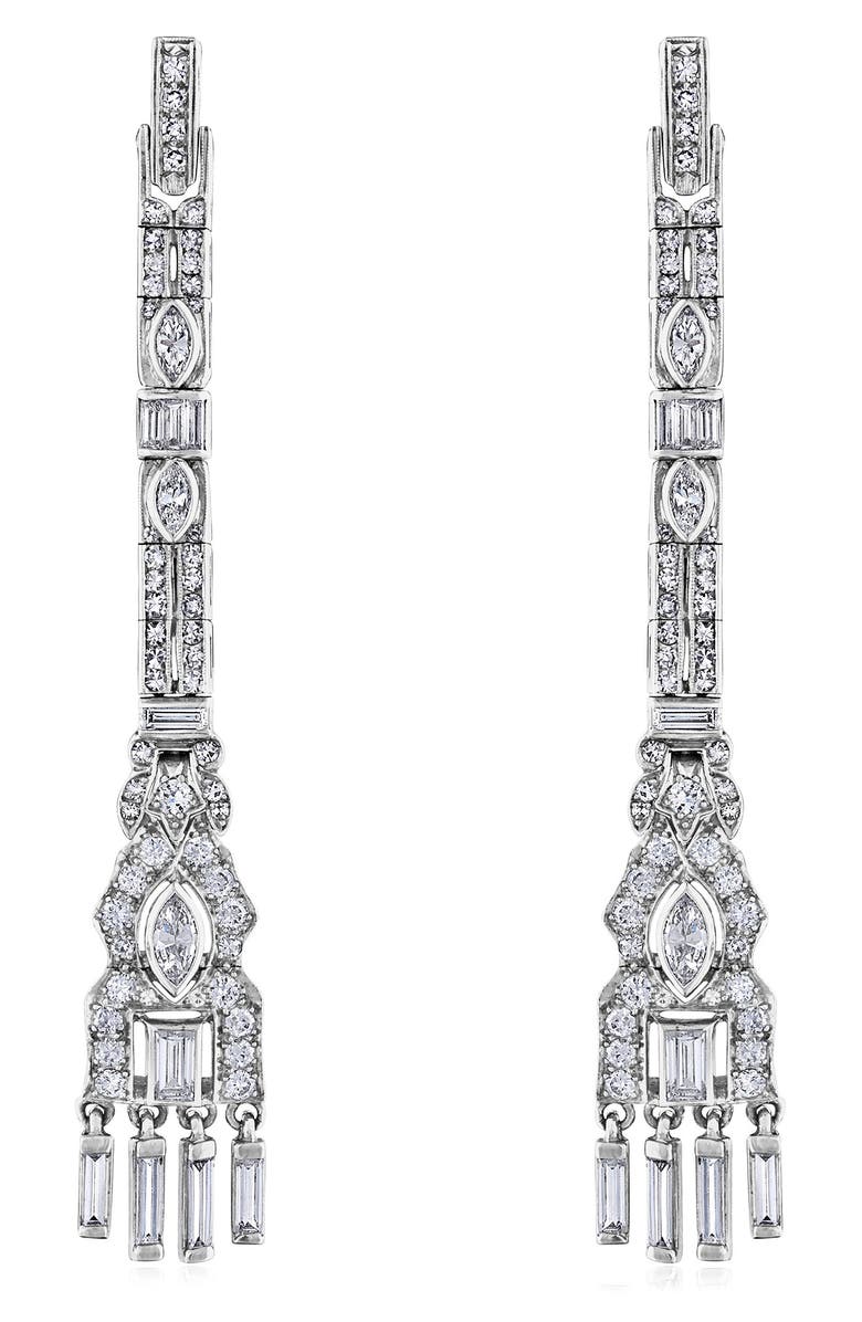 Mindi Mond Art Deco Chandelier Earrings, Main, color, Platinum/ Diamond