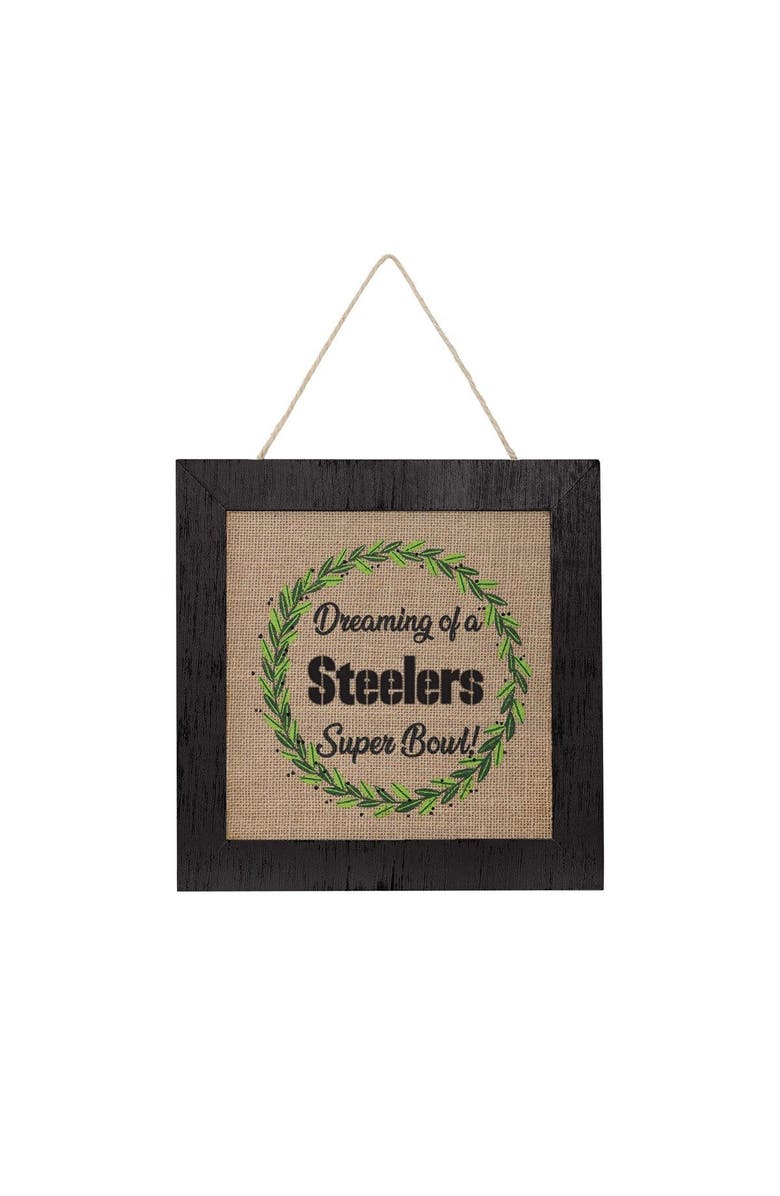 FOCO Pittsburgh Steelers 12'' Double-Sided Burlap Sign, Main, color, 