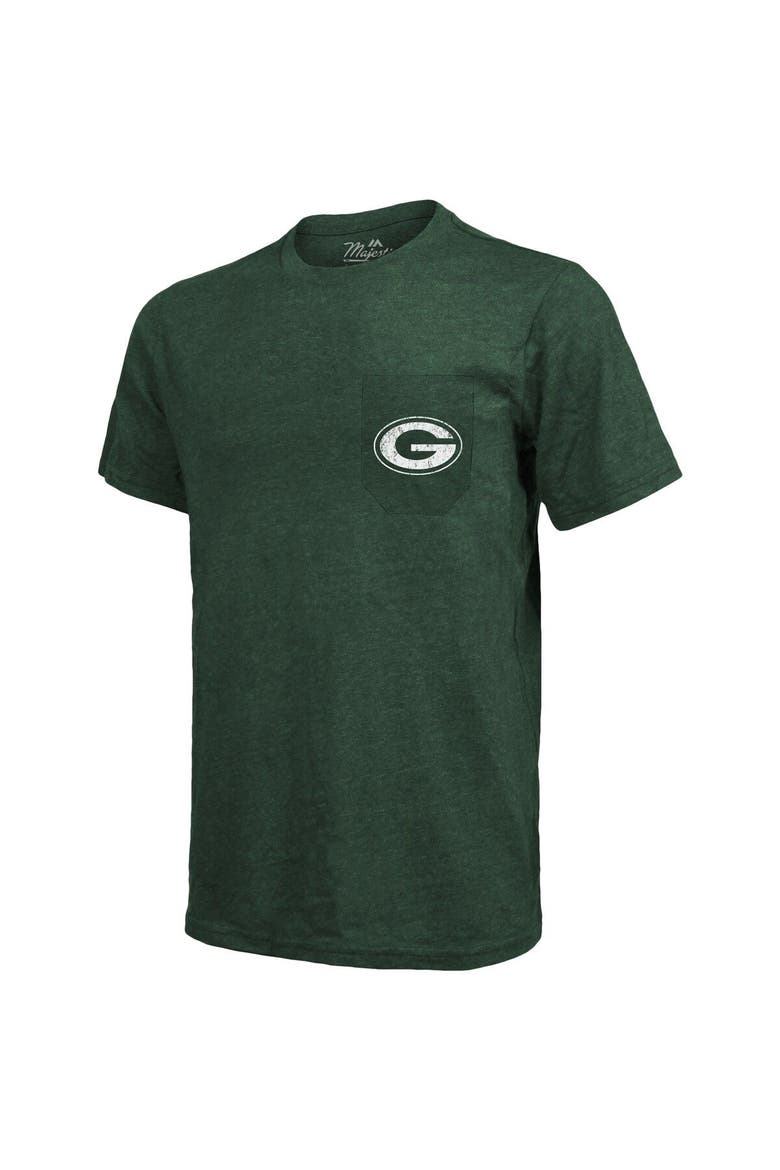 Green Bay Packers Majestic Threads Tri-Blend Pocket T-Shirt - Heathered Green, Alternate, color, Green
