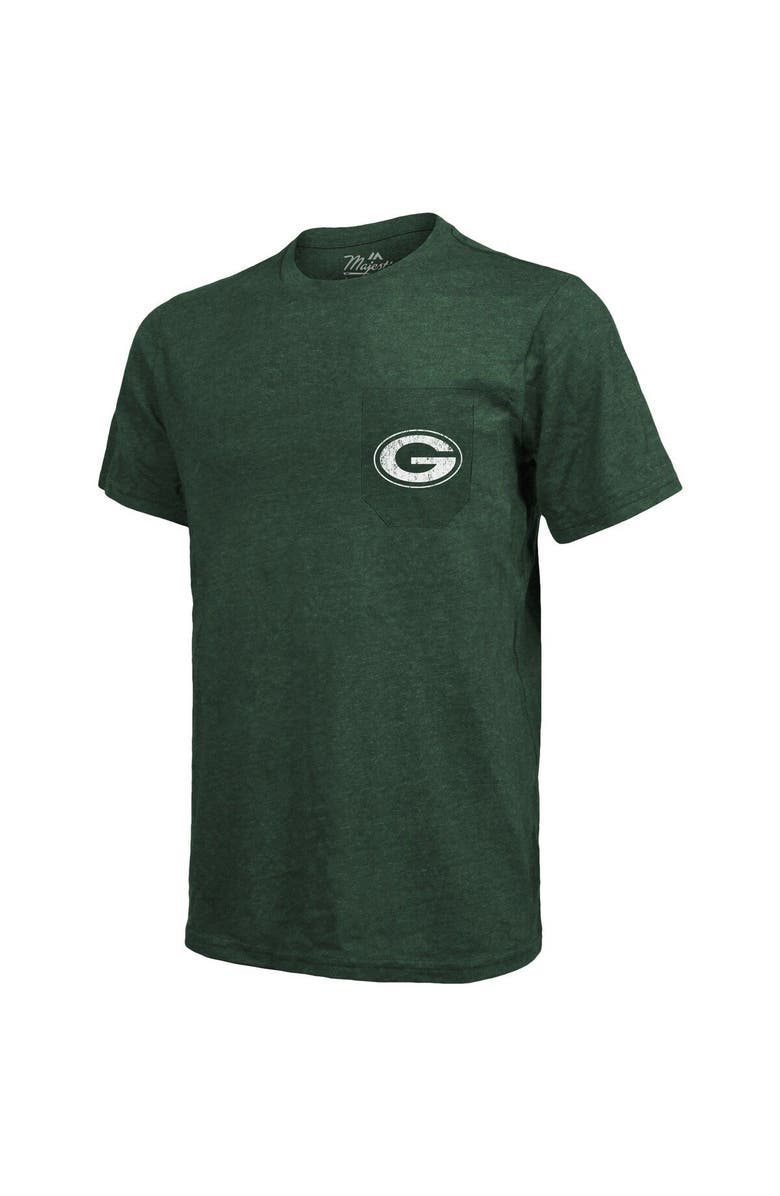 Majestic Threads Green Bay Packers Majestic Threads Tri-Blend Pocket T-Shirt - Heathered Green, Alternate, color, Green