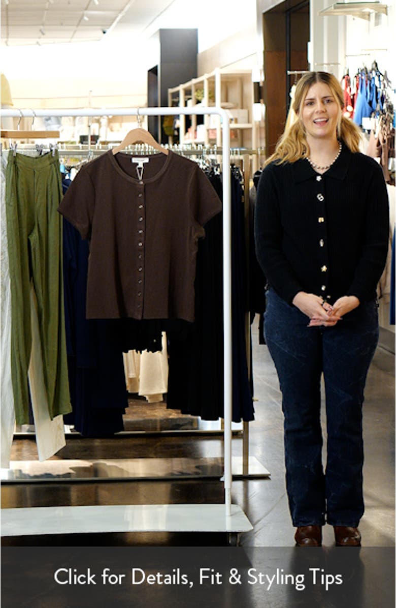 Rib Short Sleeve Button-Up Top, sales video thumbnail