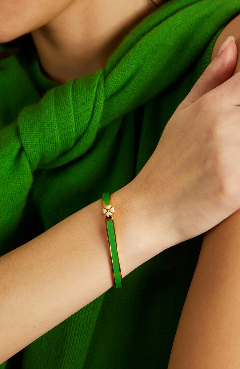 Kate Spade New York floral enamel hinged bangle bracelet, Alternate, color, 