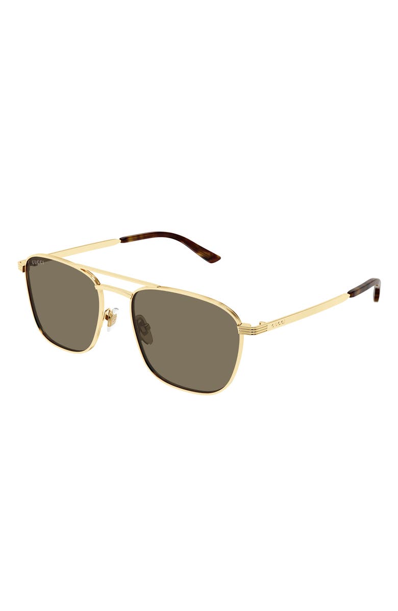 Gucci 54mm Rectangular Sunglasses, Alternate, color, Gold