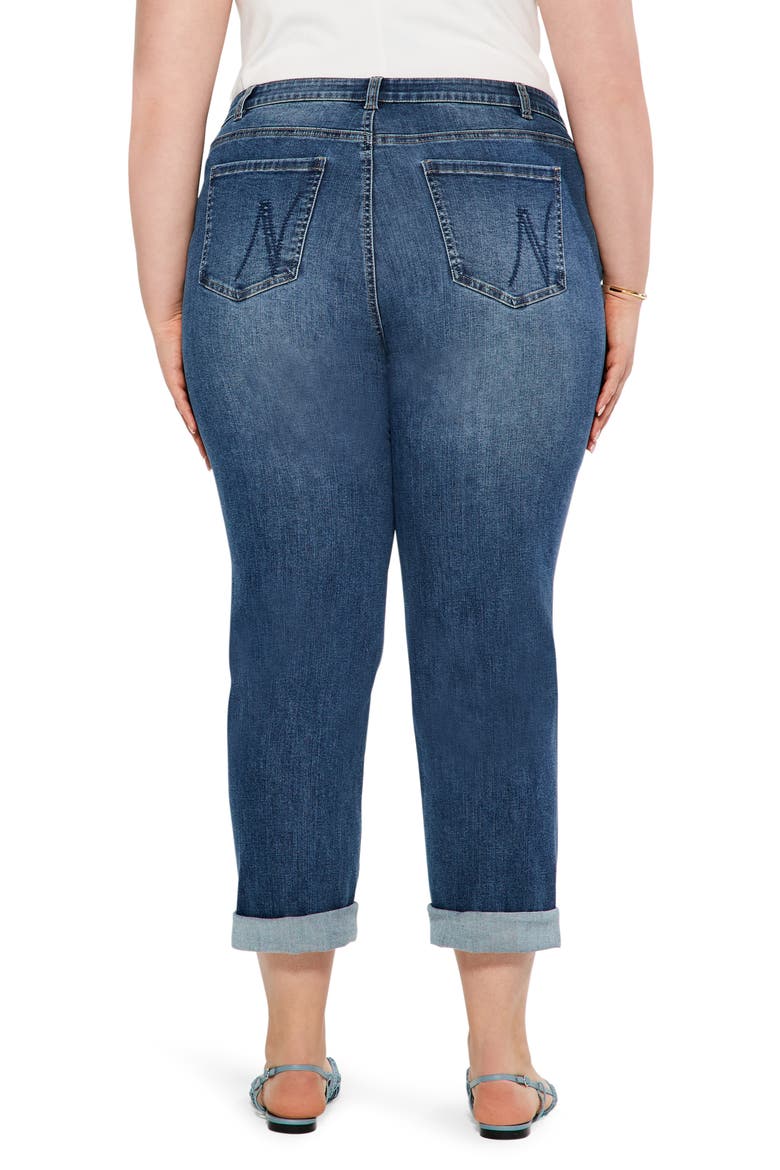 Cuff Straight Leg Girlfriend Jeans, Alternate, color, ATLANTIC
