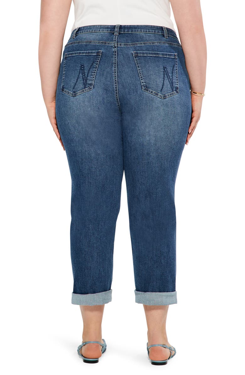 NIC+ZOE Cuff Straight Leg Girlfriend Jeans, Alternate, color, Atlantic