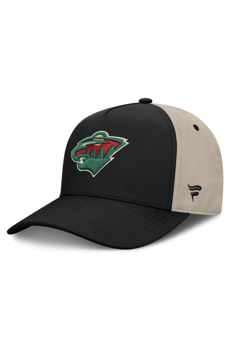 Men's Fanatics Black/Tan Minnesota Wild 2026 Stanley Cup Playoffs Locker Room Adjustable Hat, Main, color, Black