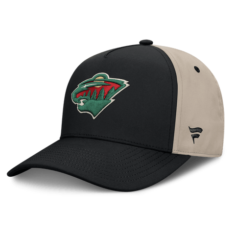 Men's Fanatics Black/Tan Minnesota Wild 2026 Stanley Cup Playoffs Locker Room Adjustable Hat