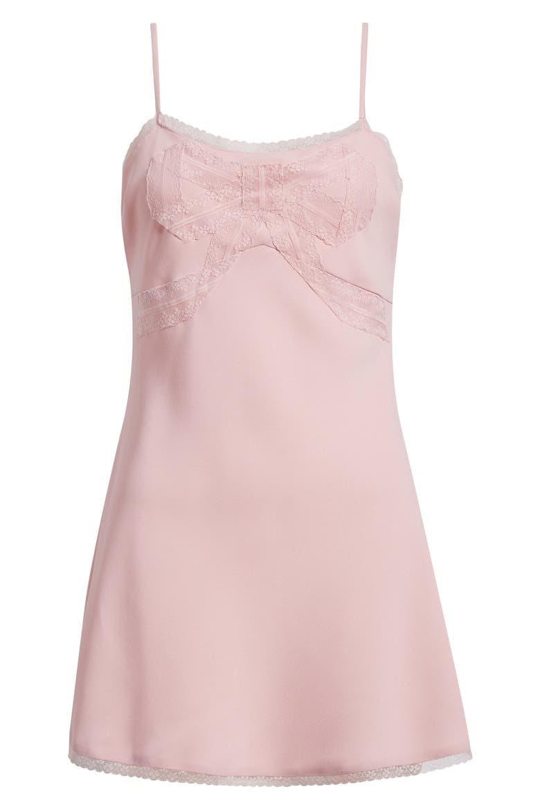 Mirelis Bow Satin Minidress, Alternate, color, POTPOURRI PINK