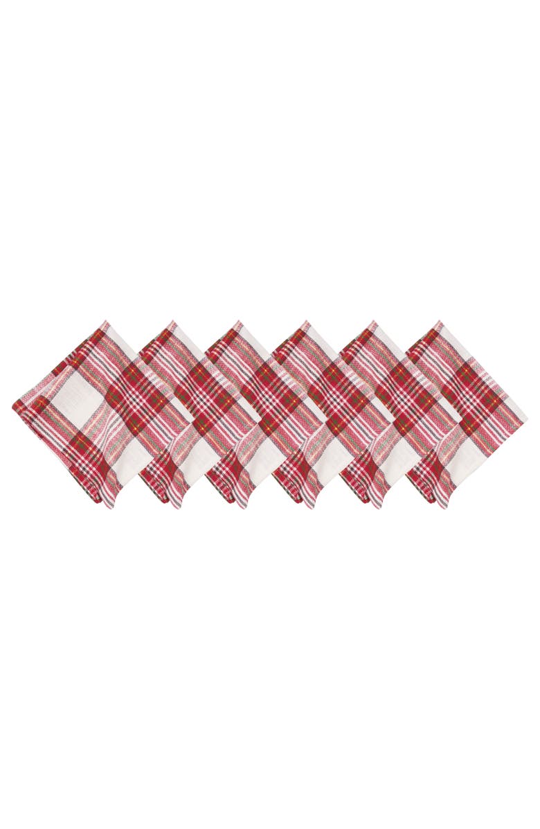 C&F Home Gracelyn Plaid Napkins Set of 6, Main, color, Red