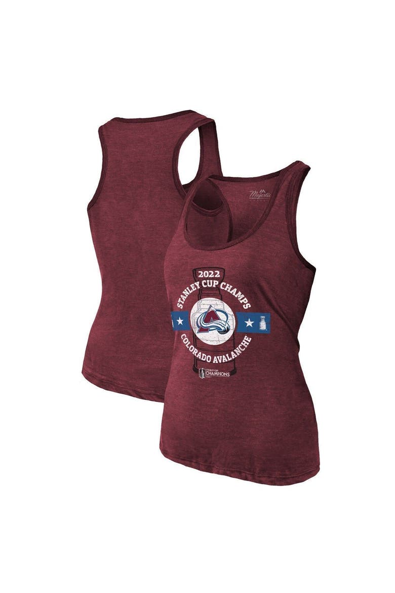 Women's Majestic Threads Burgundy Colorado Avalanche 2022 Stanley Cup Champions Racerback Tank Top, Alternate, color, Burgundy