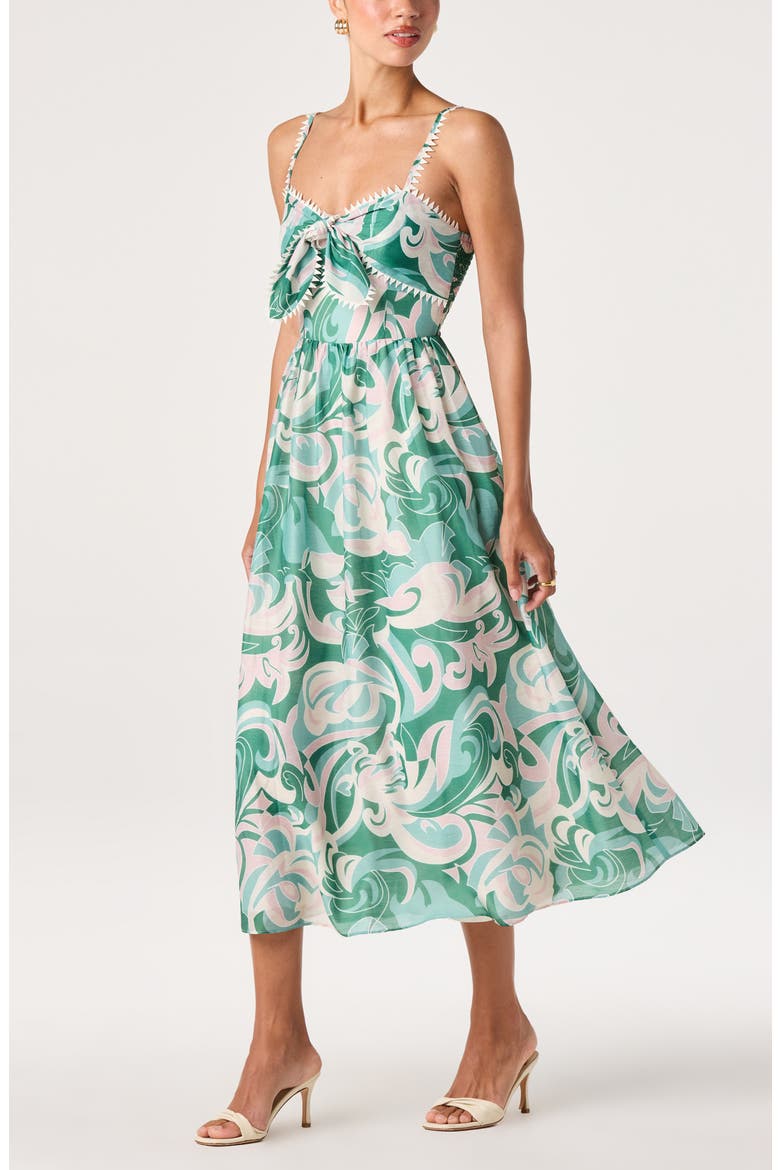 Makayla Sleeveless A-Line Dress, Alternate, color, GREEN ABSTRACT