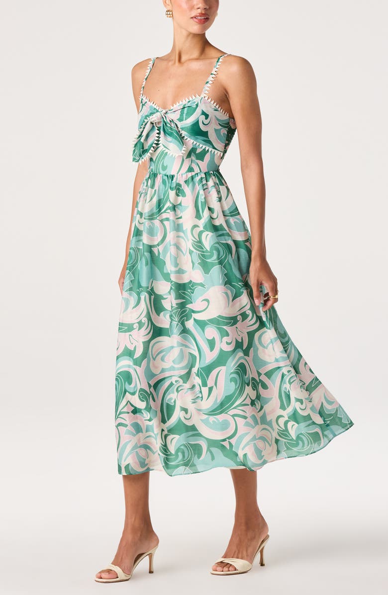 ASTR the Label Makayla Sleeveless A-Line Dress, Alternate, color, Green Abstract