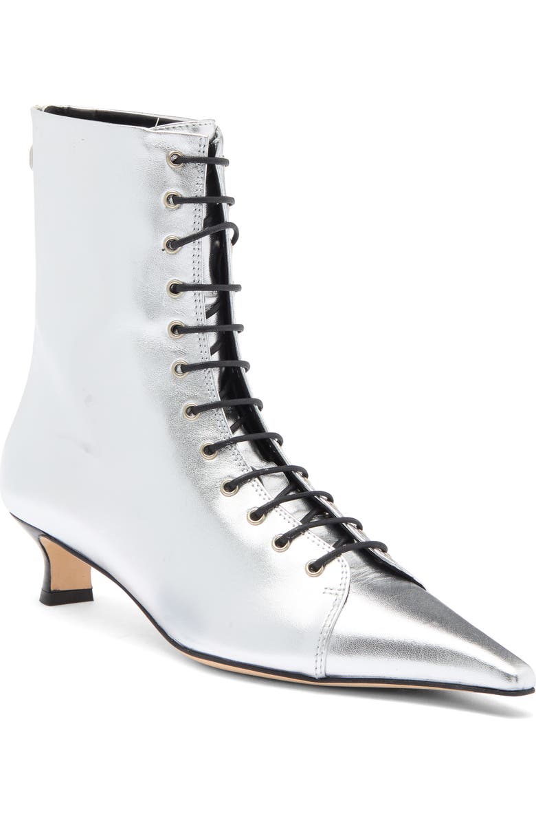 aeyde Trixi Metallic Leather Lace-Up Bootie, Main, color,