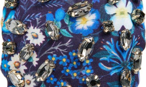 Lele Sadoughi Greta Liberty Crystal Knotted Headband In Indigo Garden