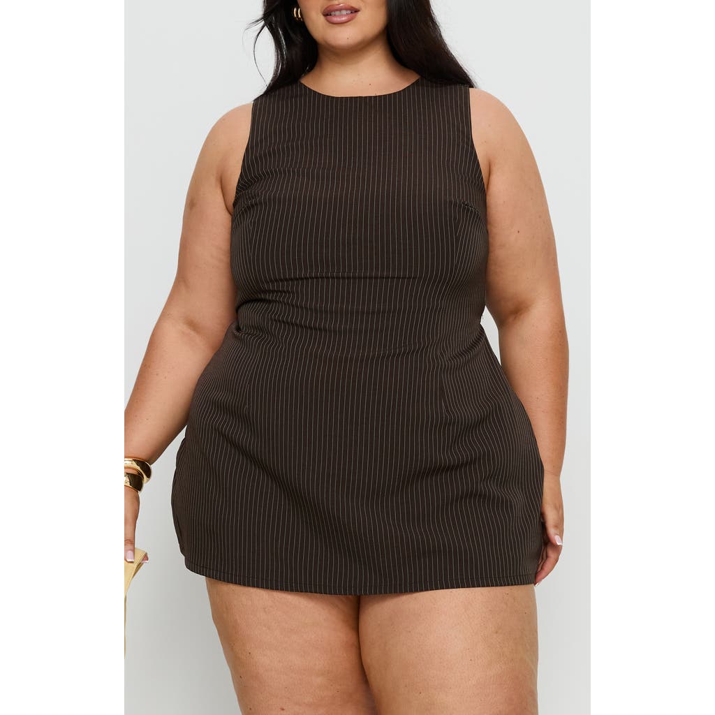 Princess Polly Yumiko Stripe Organic Cotton Romper In Brown