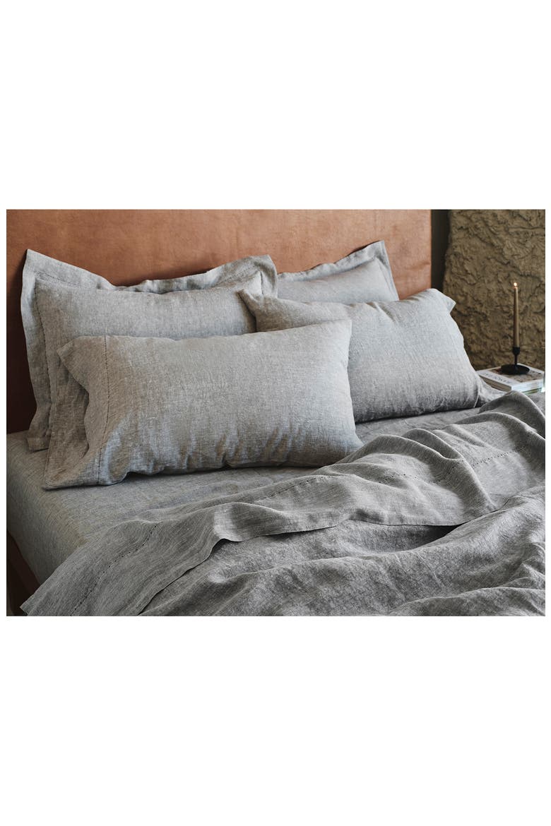 Relaxed Organic Linen Pillowcase, Alternate, color, SLATE CHAMBRAY