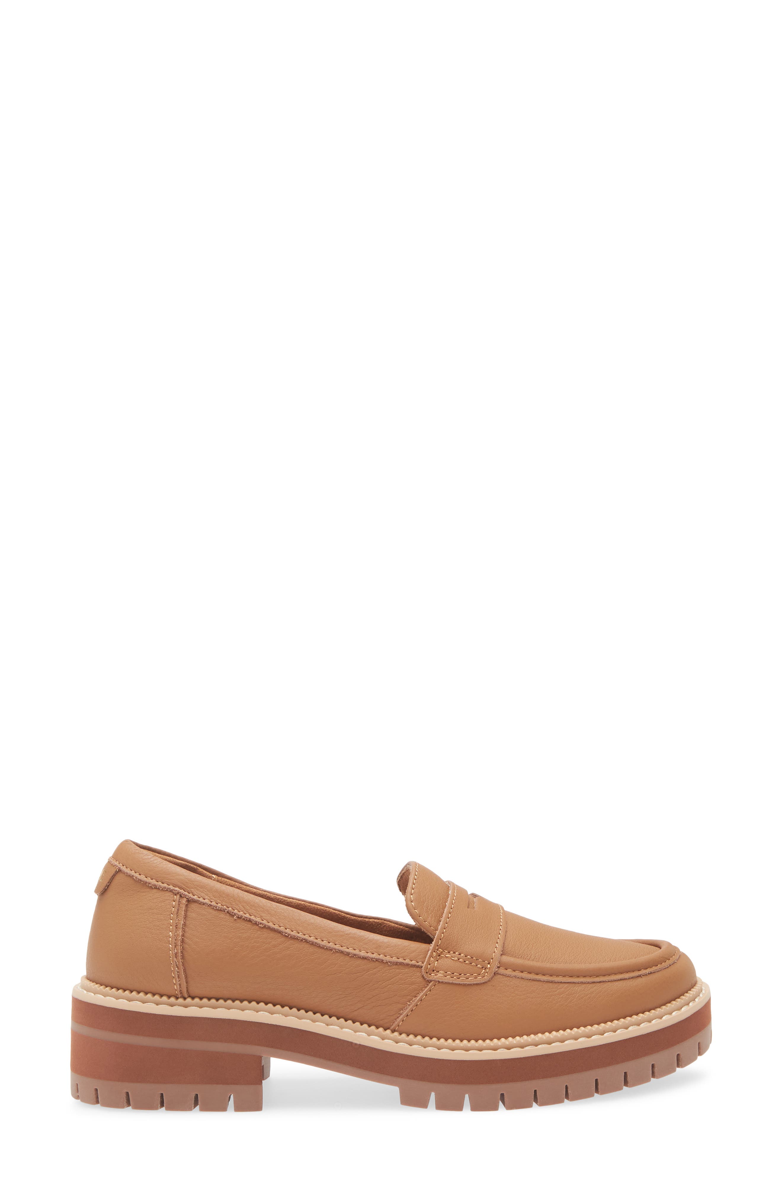 TOMS Cara Platform Penny Loafer, Alternate, color, Tan