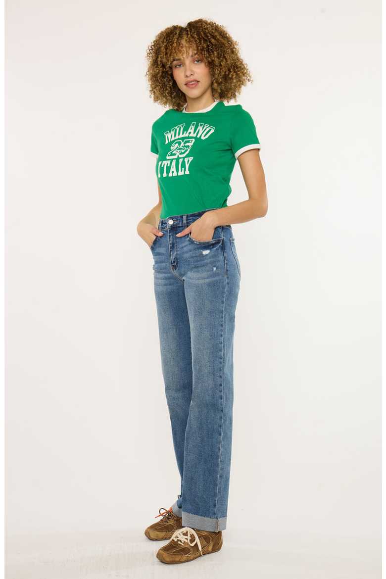 Trinity Essentials High Rise True Straight Jeans, Alternate, color, Dark Wash